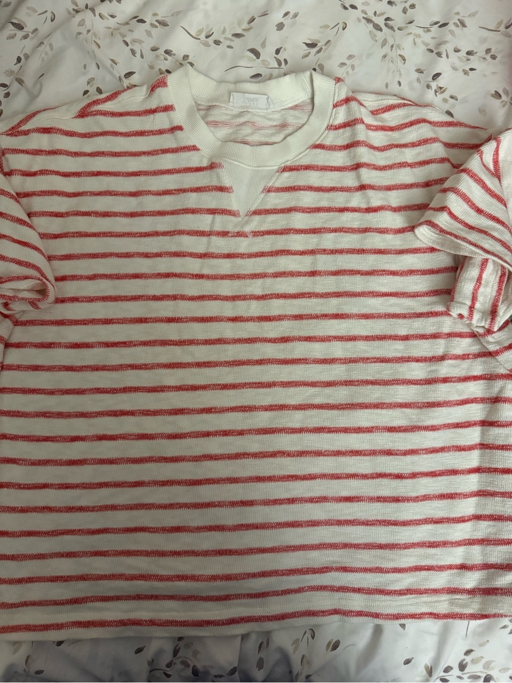 Cream & Red Striped Short-Sleeve Tee